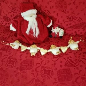 2 Santa Claus's and Angel Garland